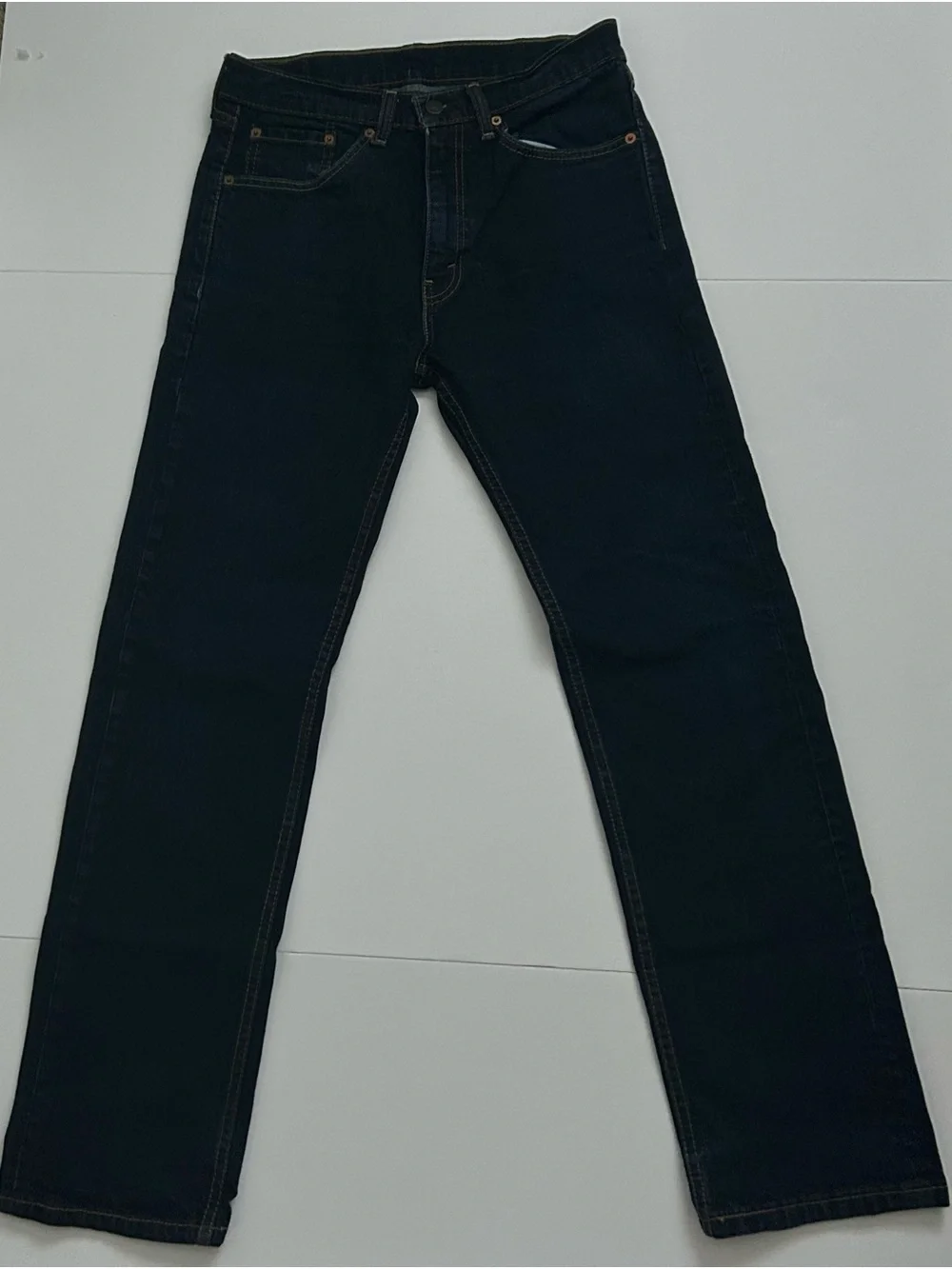 Levi’s Men’s Blue Dark Wash Straight Fit Mid Rise 5-Pocket Jeans 31x32